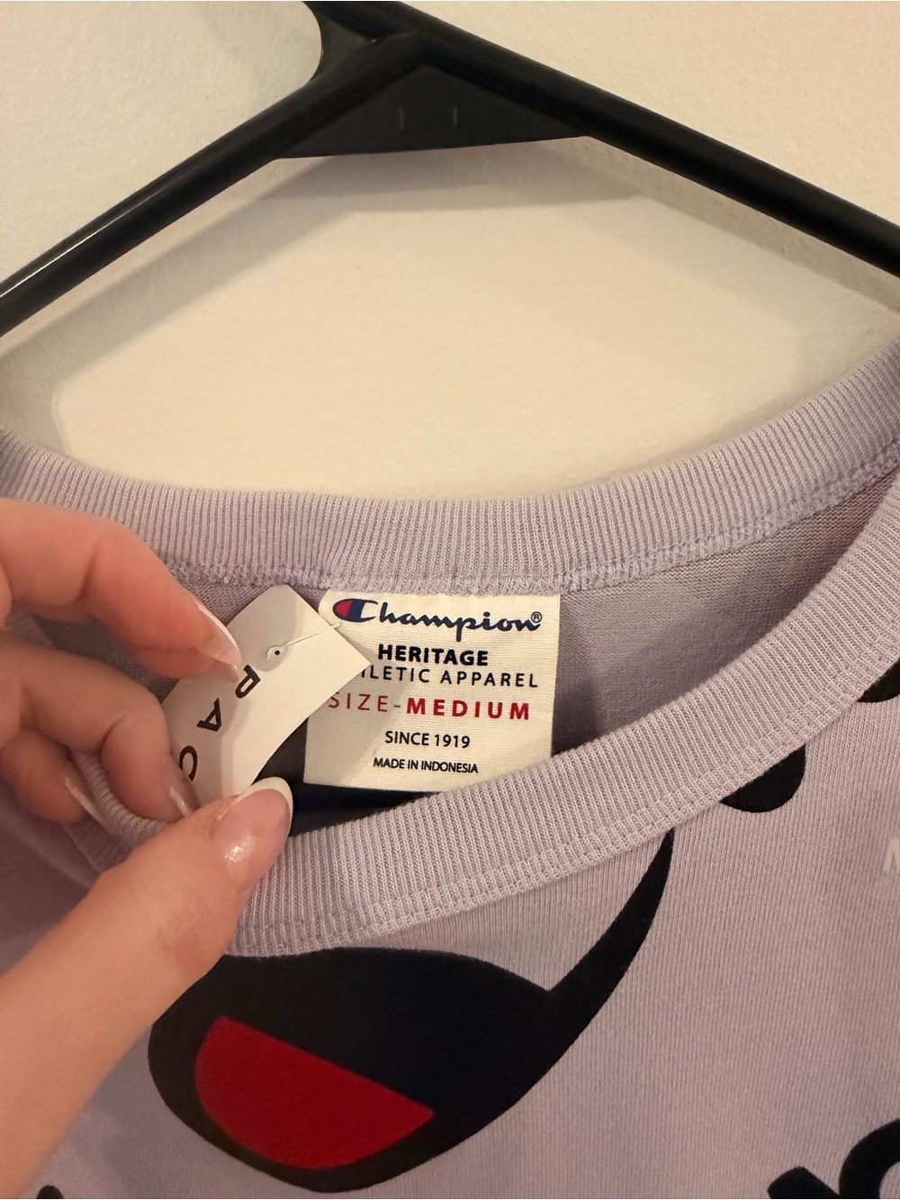Champion Lavender Graphic Logo Tee with Black & Red Accents - Picture 2 of 3